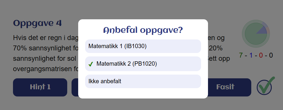 Anbefal oppgave